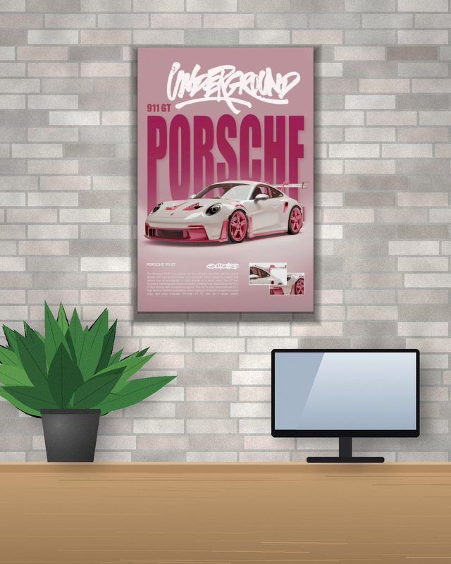 Porsche Poster 1 poster on a wall – KS Designs