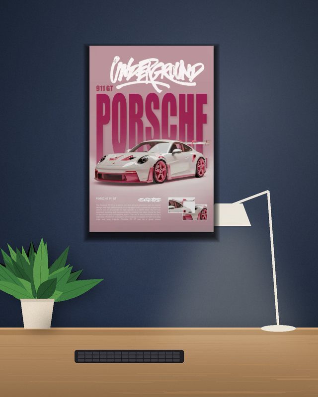 Porsche Poster 1 poster on a wall – KS Designs
