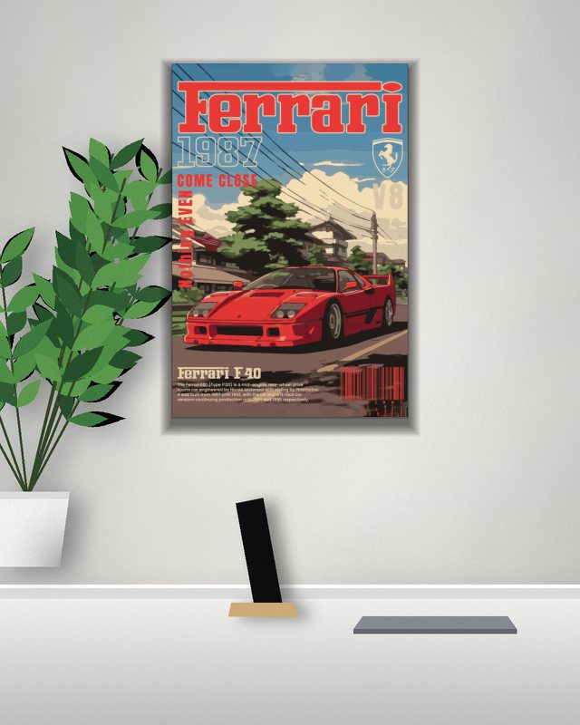 Ferrari poster on a wall – KS Designs
