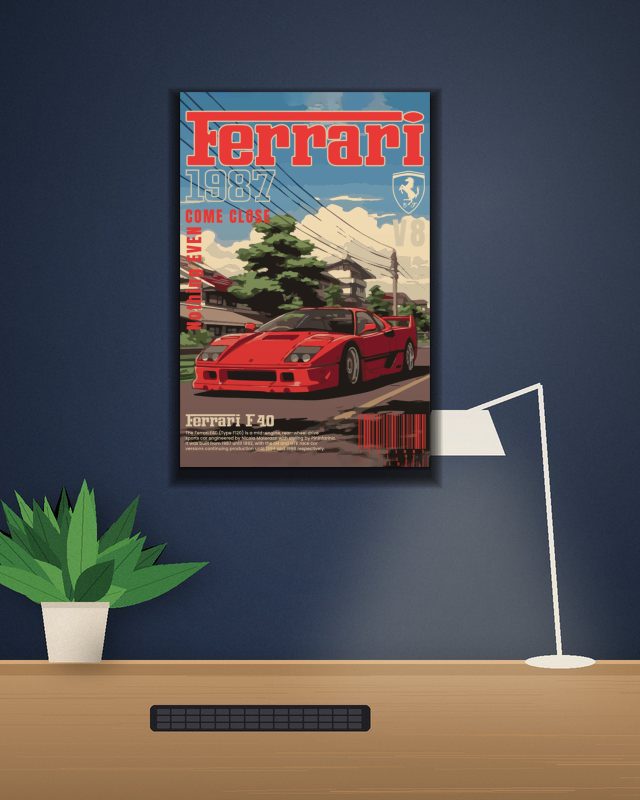 Ferrari poster on a wall – KS Designs