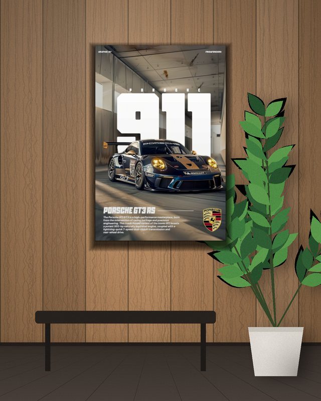 Porsche GT3 poster on a wall – KS Designs