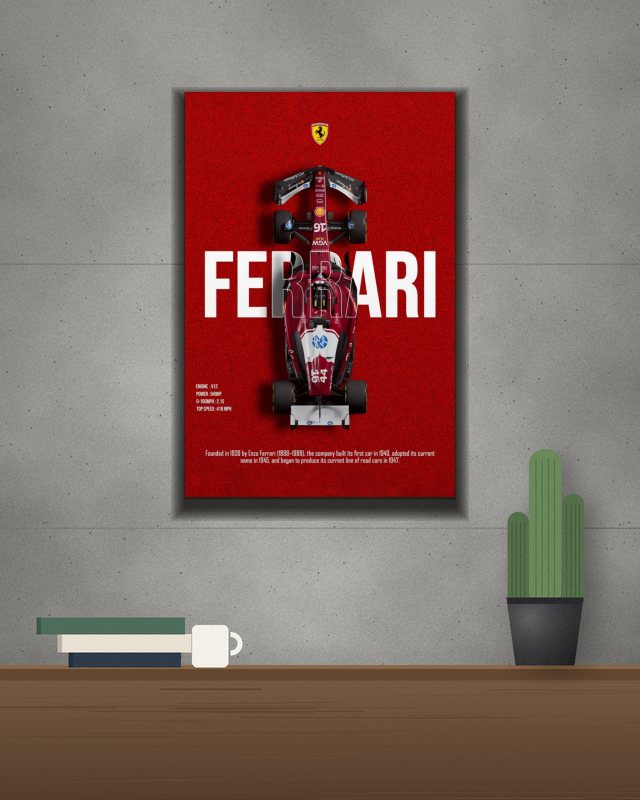 Ferrari poster on a wall – KS Designs