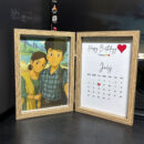 folding photo frame with custom photo and calendar design