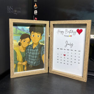 folding photo frame with custom photo and calendar design