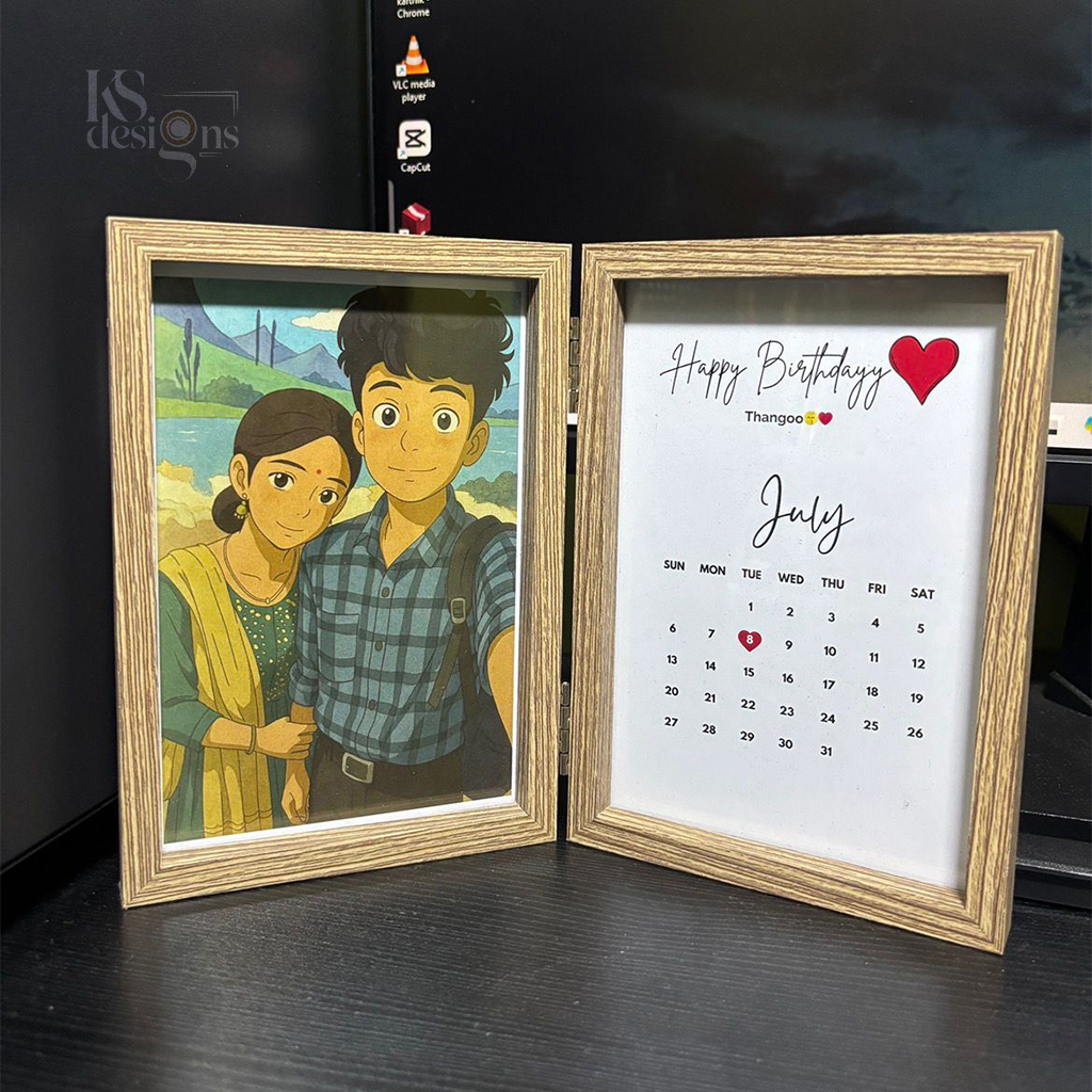 Folding Photo Frame folding photo frame with custom photo and calendar design