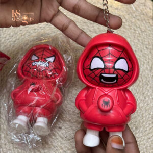 spiderman face changing keychain cartoon red keychain