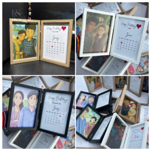 folding photo frame with custom photo and calendar design