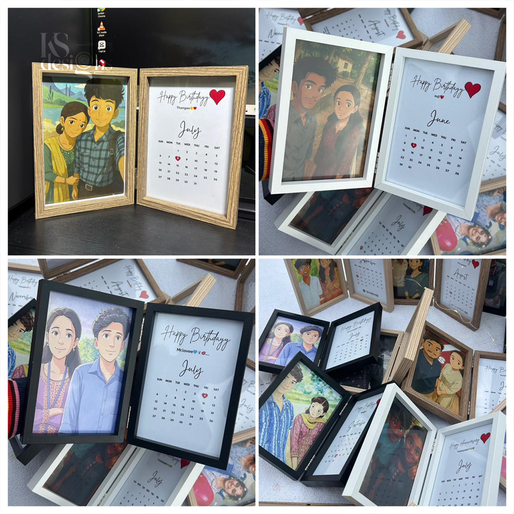 Folding Photo Frame folding photo frame with custom photo and calendar design