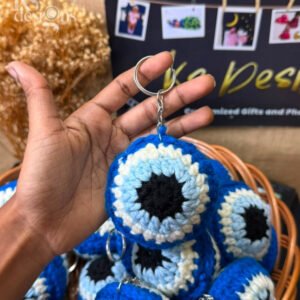 Evil Eye Crochet Keychain