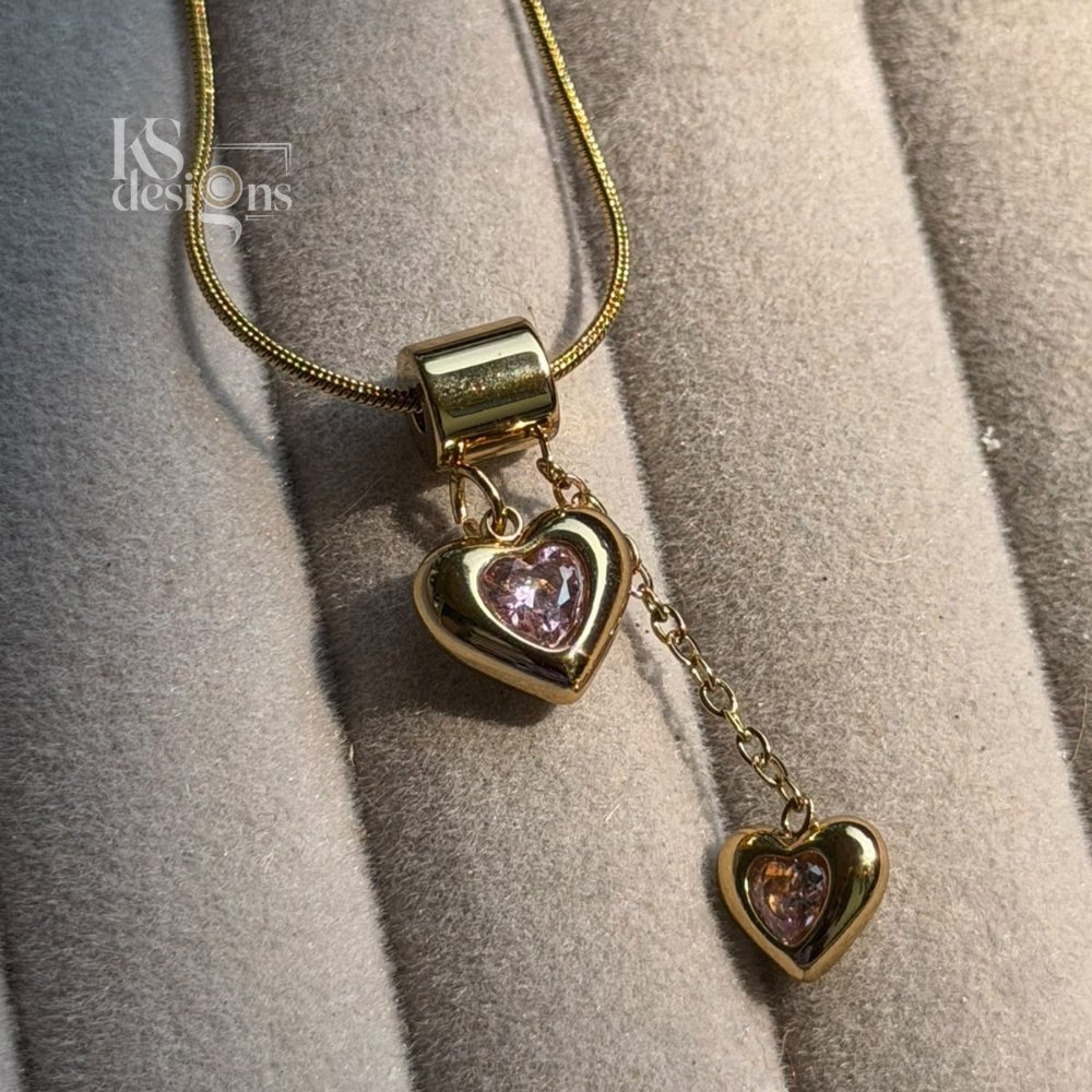 Double-Heart Gold Necklace Double-Heart Gold Necklace - Image 2