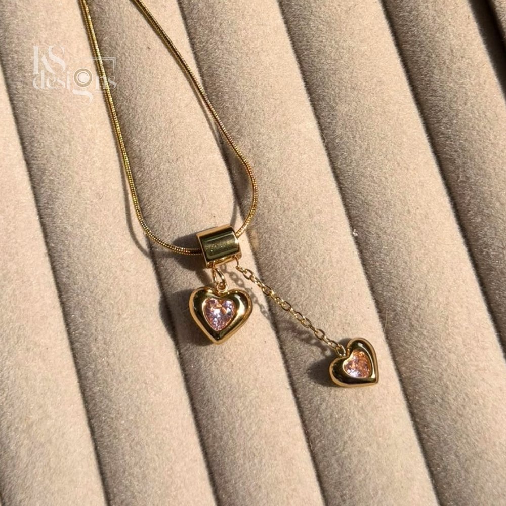 Double-Heart Gold Necklace Double-Heart Gold Necklace - Image 6