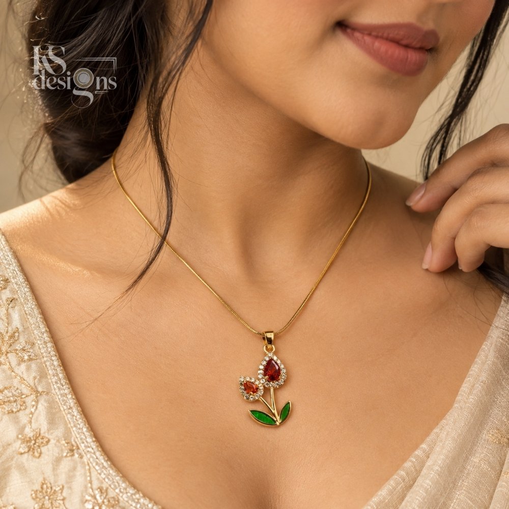 Gold Tulip Pendant Necklace Gold Tulip Pendant Necklace - Image 3