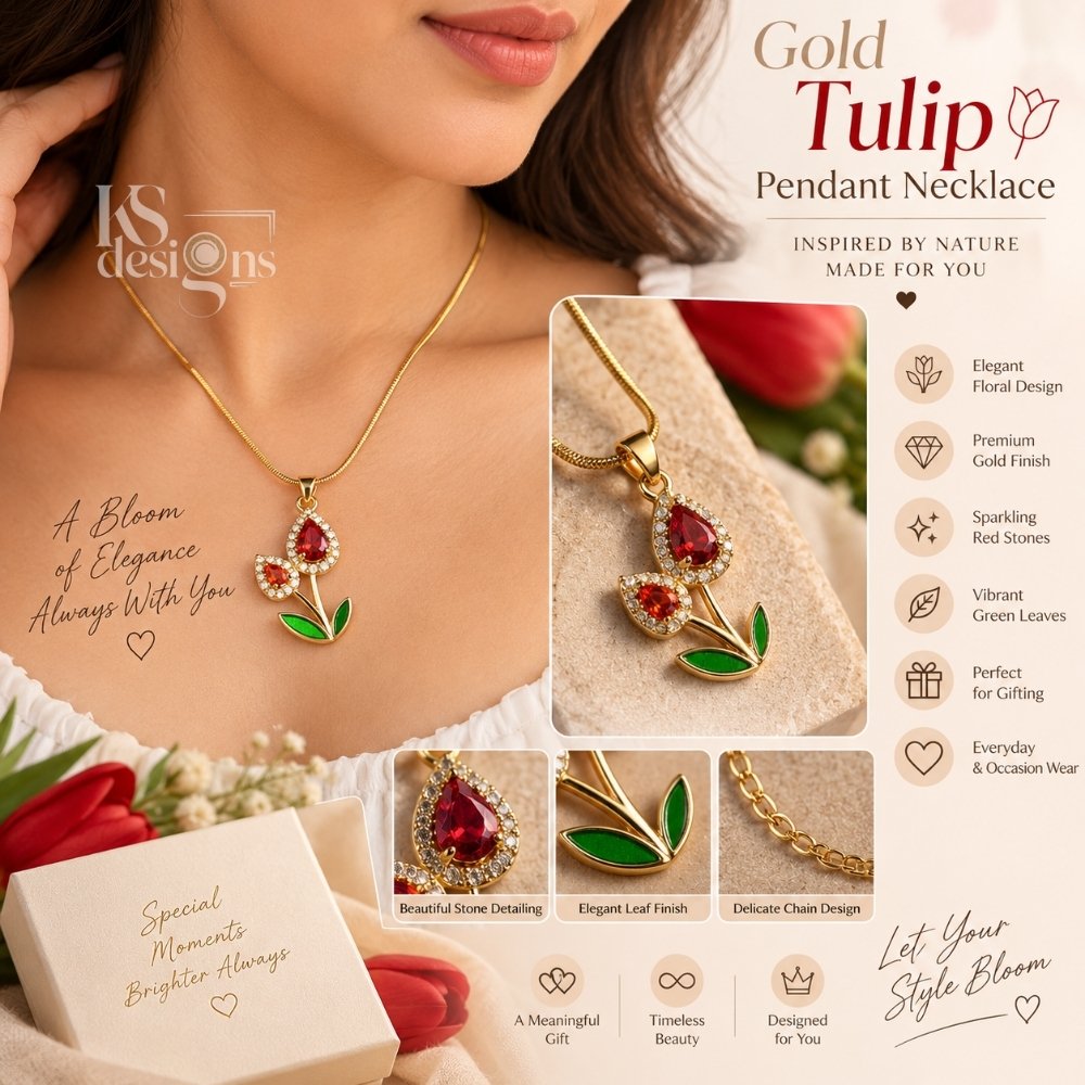 Gold Tulip Pendant Necklace Gold Tulip Pendant Necklace - Image 4