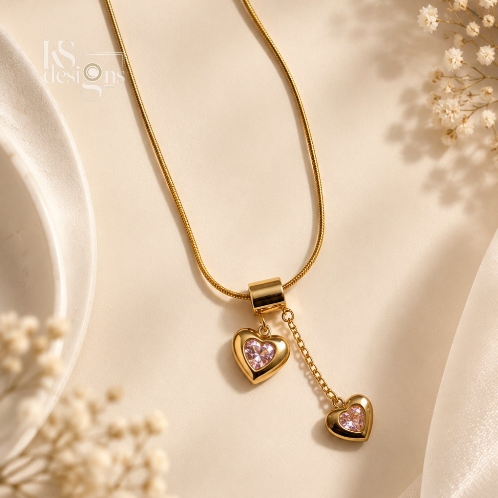 Double-Heart Gold Necklace Double-Heart Gold Necklace - Image 4