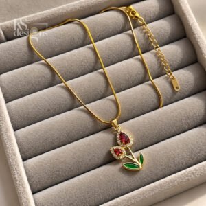 Gold Tulip Pendant Necklace