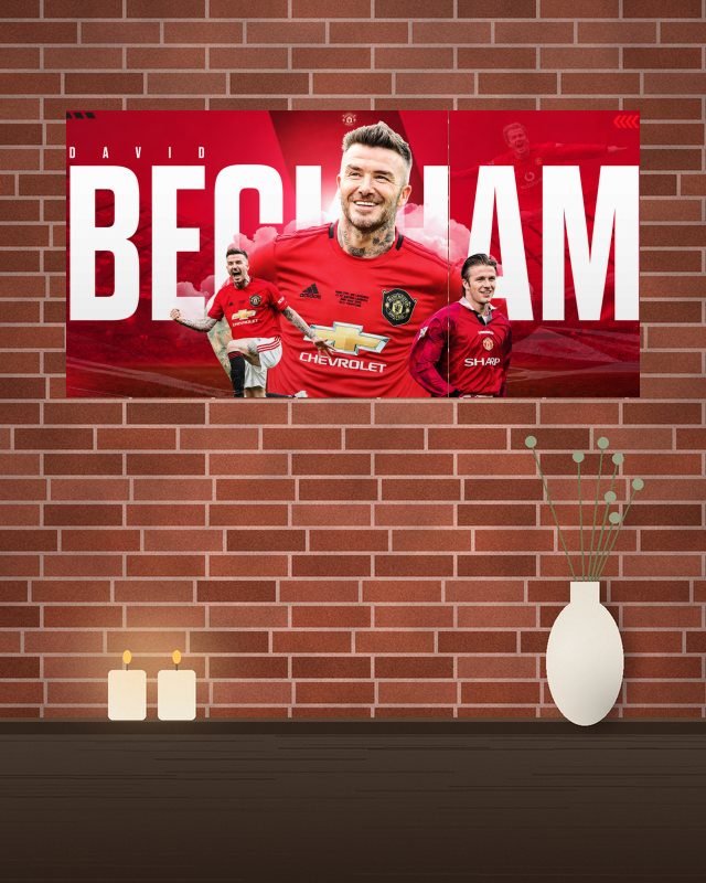 Poster page layout David Beckham | Football SET | 3 Piece Set 3-piece split poster on a wall – KS Designs