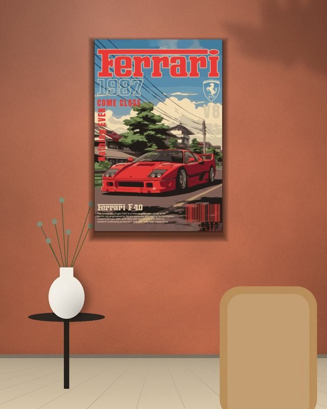 Poster page layout Ferrari poster on a wall – KS Designs