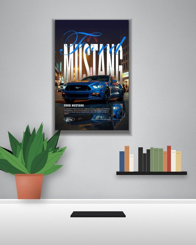 Poster page layout Ford Mustang poster on a wall – KS Designs