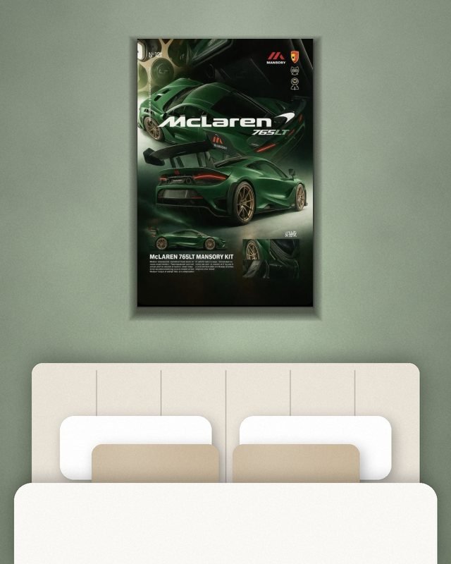 Poster page layout Mclaren poster on a wall – KS Designs