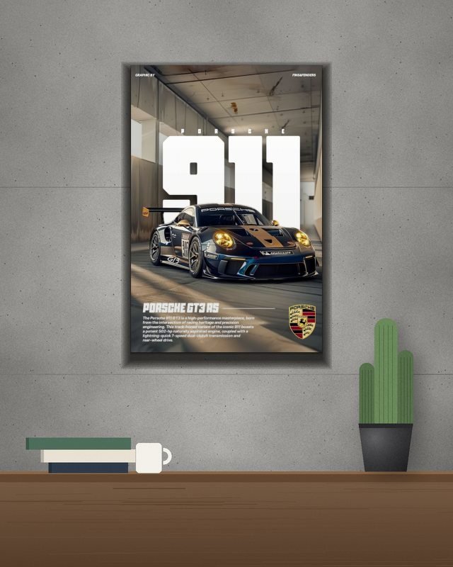 Poster page layout Porsche GT3 poster on a wall – KS Designs