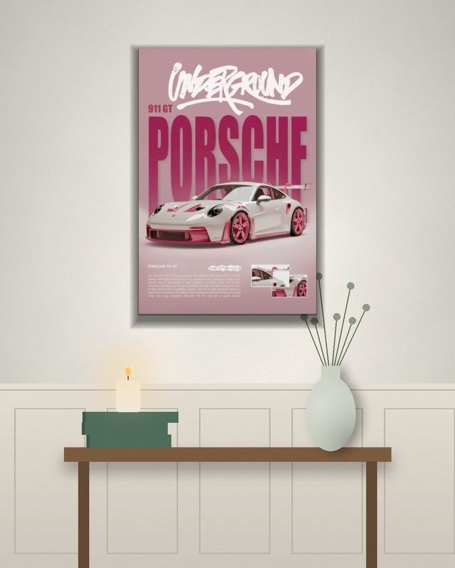 Porsche Poster 1 poster on a wall – KS Designs