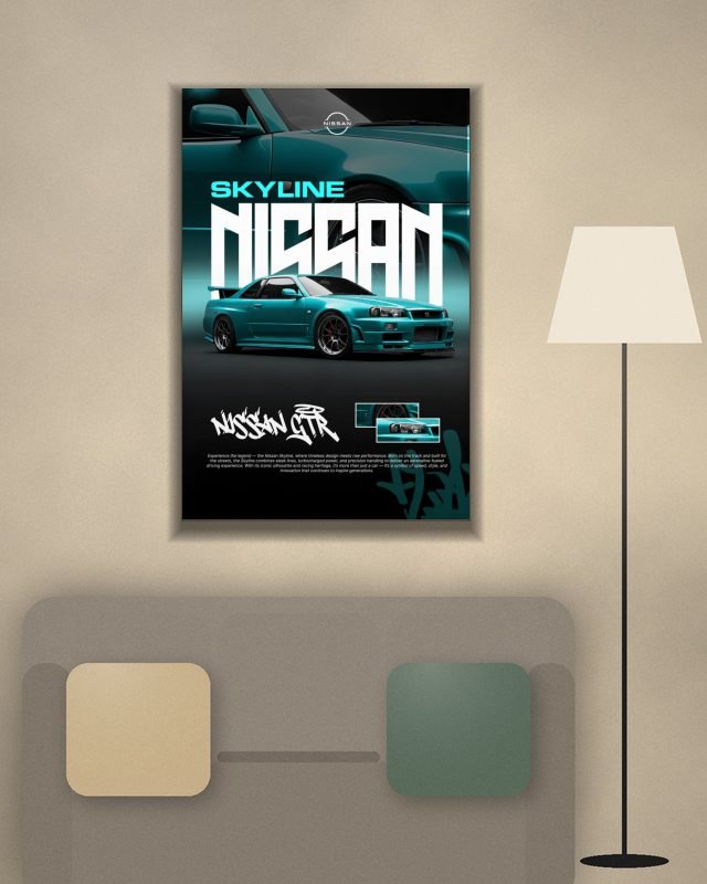 Poster page layout Skyline Nissan poster on a wall – KS Designs