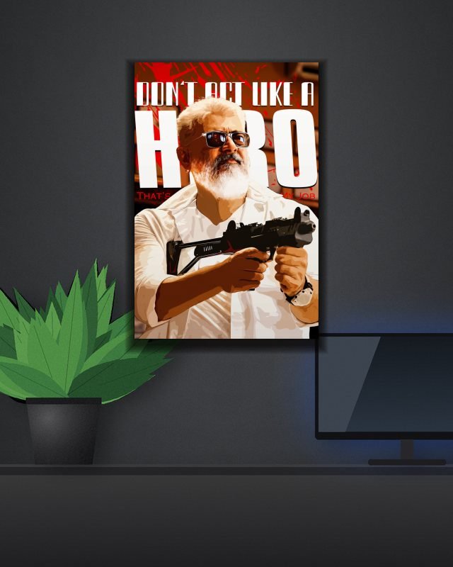 Thunivu | Ajith Kumar | Kollywood | Movie Posters poster on a wall – KS Designs