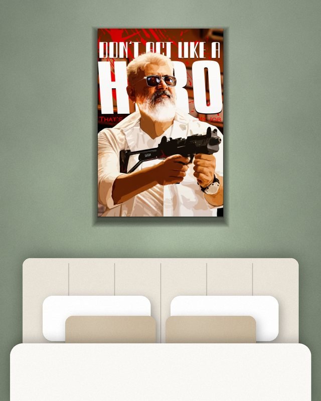 Thunivu | Ajith Kumar | Kollywood | Movie Posters poster on a wall – KS Designs
