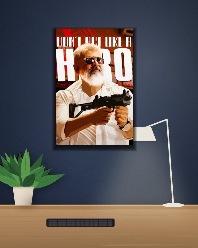 Thunivu | Ajith Kumar | Kollywood | Movie Posters poster on a wall – KS Designs